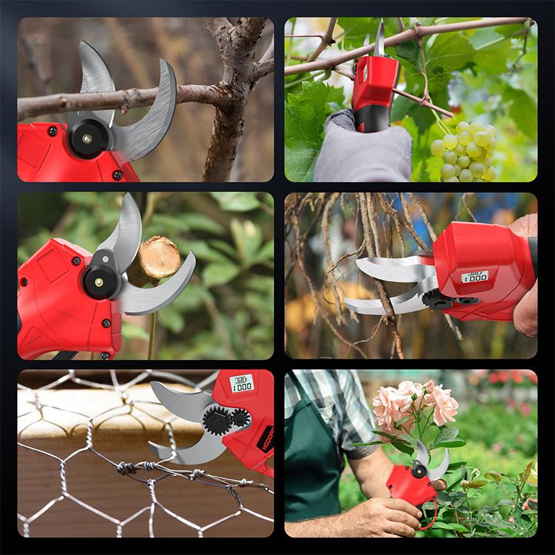 Cordless Power Pruner with LCD Display, 1.4" Cutting Diameter, 2000Mah*2 Batteries, Brushless Motor Pruning Shears, for Garden Tree Pruner Branch