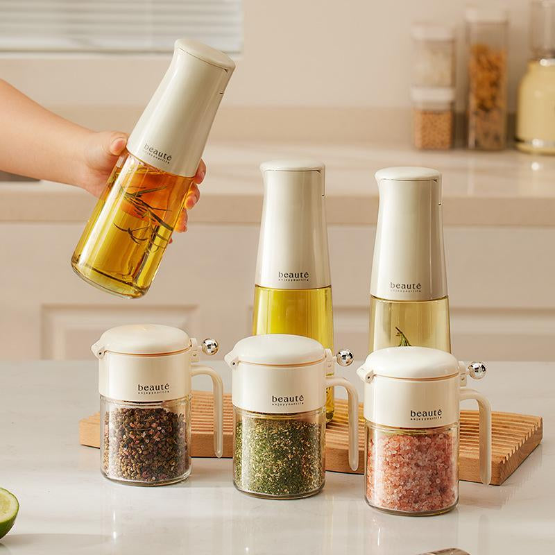 Glass Spice Jars with Lid and Spoon Airtight Seasoning Containers Kitchen Salt Sugar Storage Organizer Cooking Tools