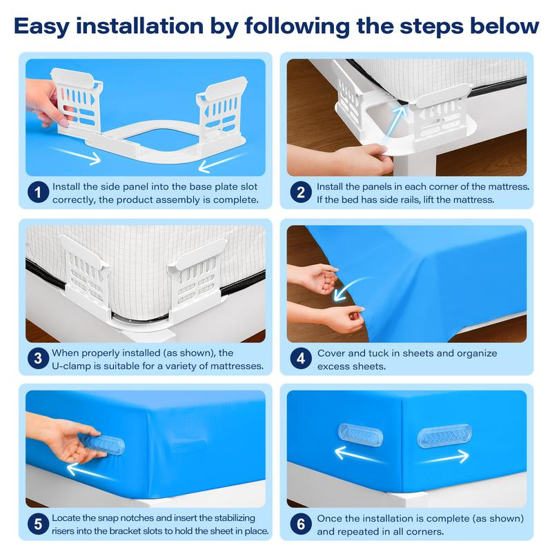 Anti-Slip Bed Sheet Clips 4-Pack Upgraded Lock for Bed Corners Keep Sheets Tight All Night Sheet Holders for Bed Corners