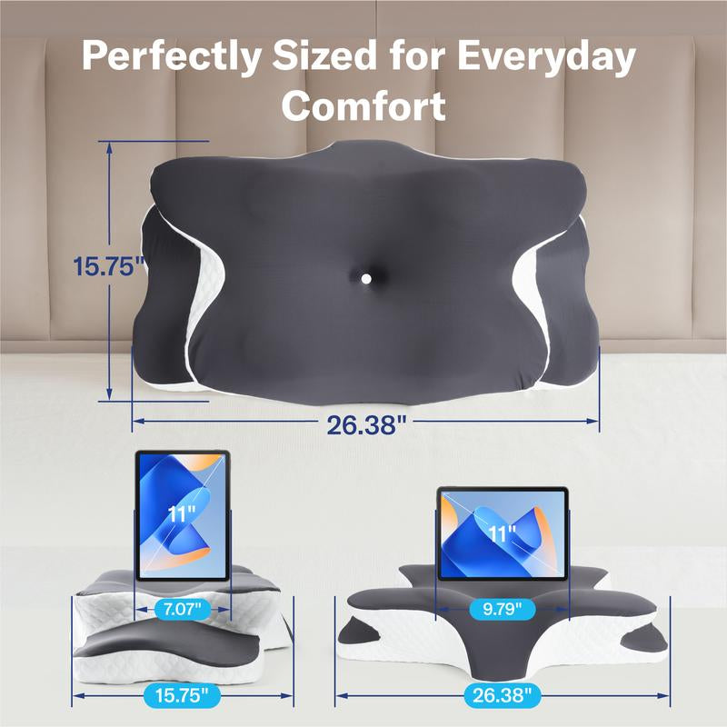 Alcedo Cervical Memory Foam Pillow for Neck and Shoulder Pain Relief, Adjustable Ergonomic Contour Orthopedic Pillow with Cervical Support for Side, Back and Stomach Sleepers
