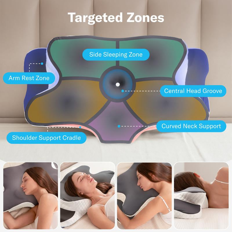 Alcedo Cervical Memory Foam Pillow for Neck and Shoulder Pain Relief, Adjustable Ergonomic Contour Orthopedic Pillow with Cervical Support for Side, Back and Stomach Sleepers