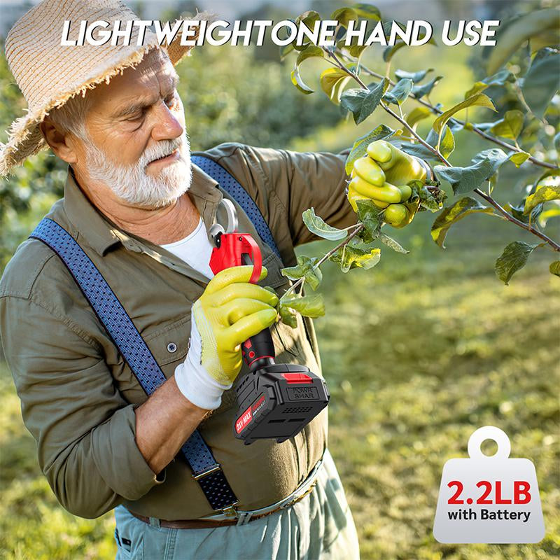 Cordless Power Pruner with LCD Display, 1.4" Cutting Diameter, 2000Mah*2 Batteries, Brushless Motor Pruning Shears, for Garden Tree Pruner Branch