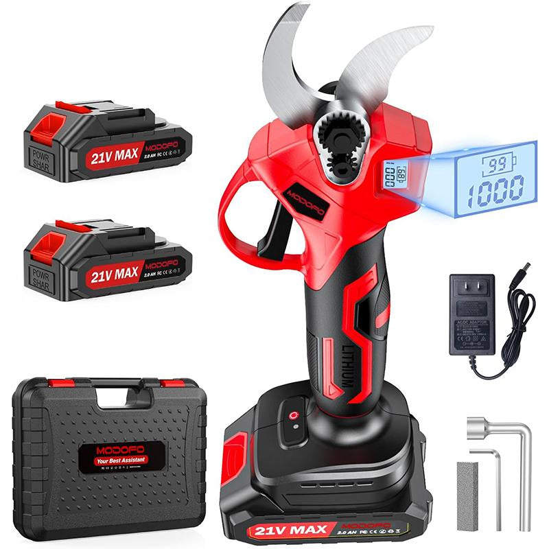 Cordless Power Pruner with LCD Display, 1.4" Cutting Diameter, 2000Mah*2 Batteries, Brushless Motor Pruning Shears, for Garden Tree Pruner Branch