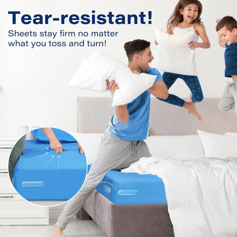Anti-Slip Bed Sheet Clips 4-Pack Upgraded Lock for Bed Corners Keep Sheets Tight All Night Sheet Holders for Bed Corners