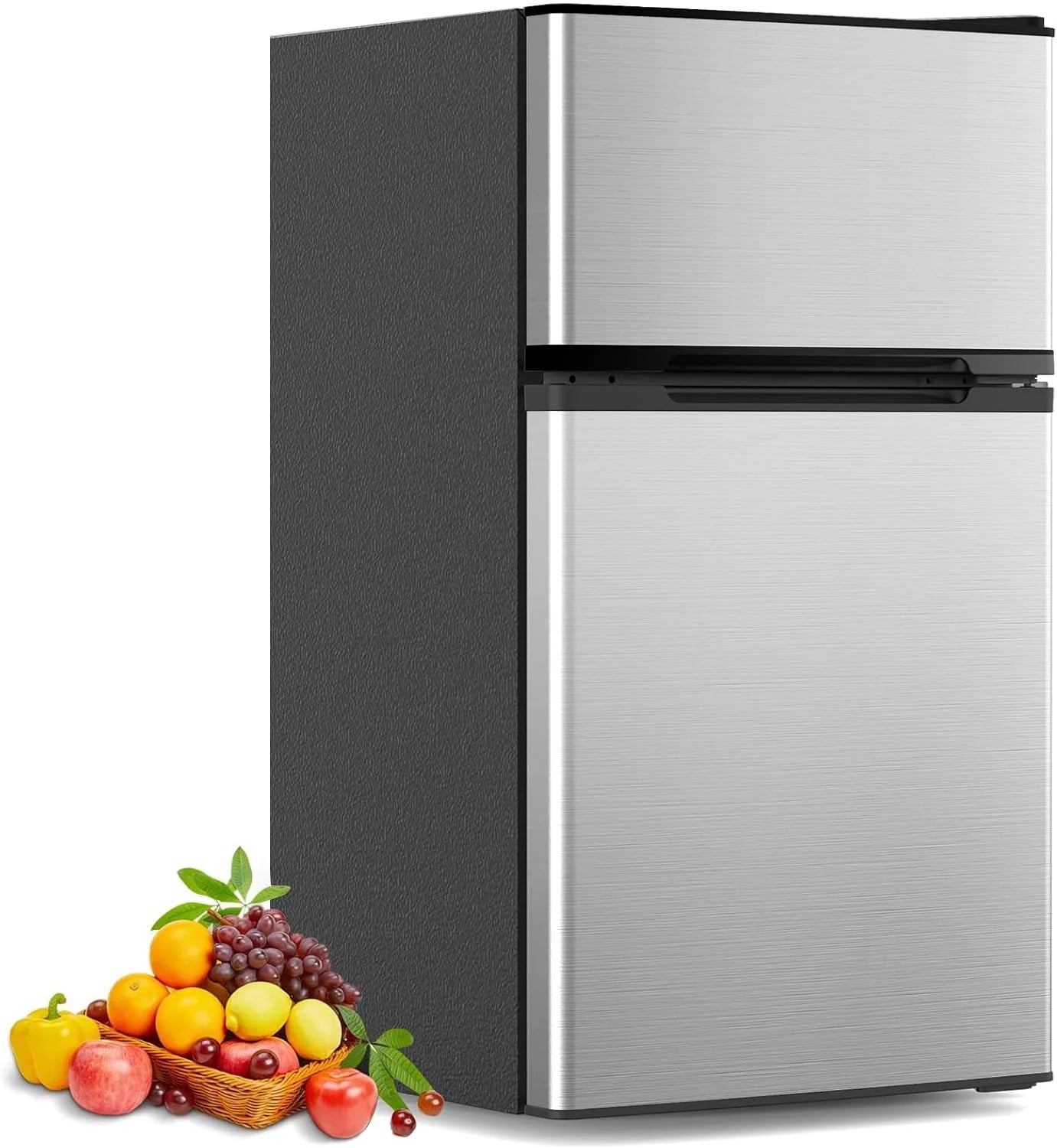 Kismile 2-Door Mini Refrigerator with Freezer – Adjustable Shelf